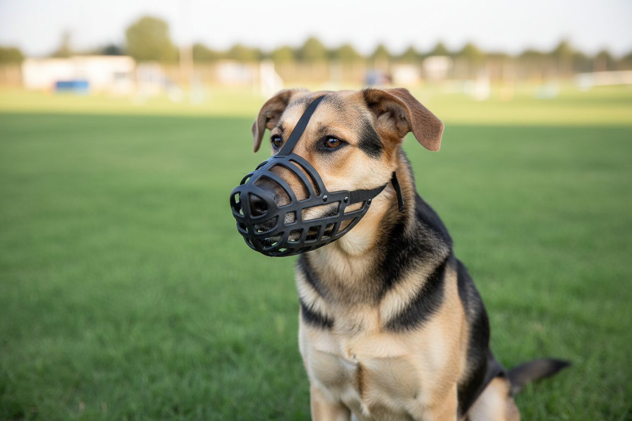 dog with muzzle